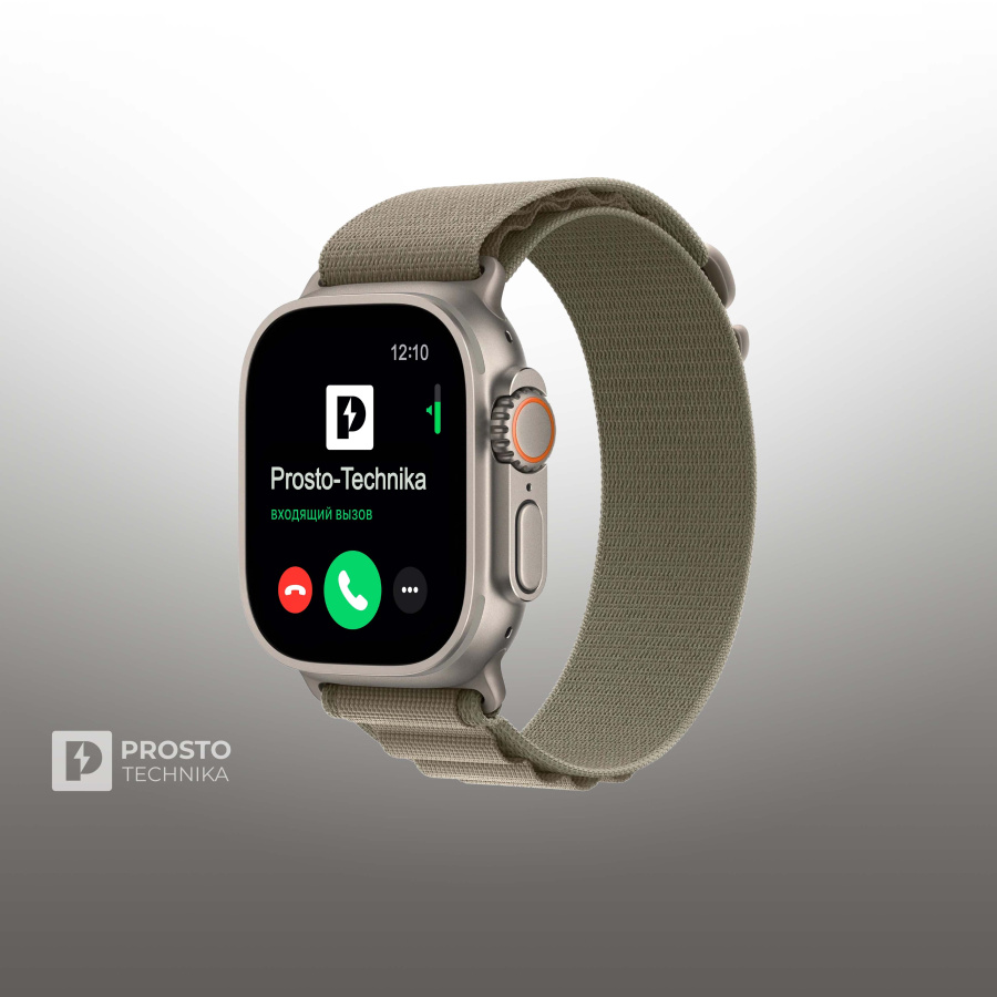 Часы Apple Watch Ultra 2, 49 мм, титан светлого цвета, ремешок Alpine оливкового цвета (2023) Size S